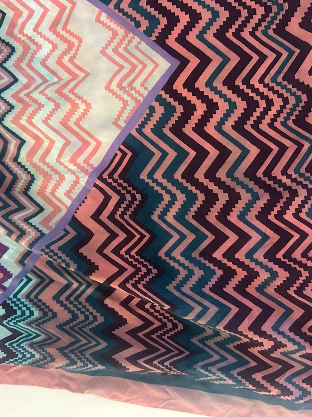 Missoni Zigzag Silk Scarf in Pink, Purple, Orange, Blue